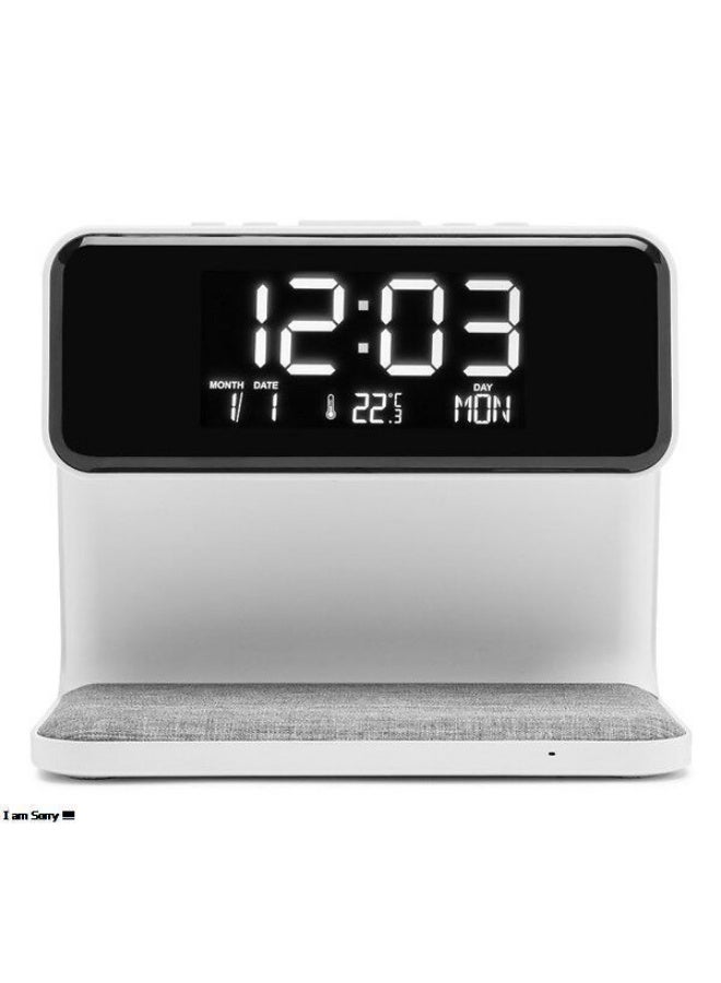 Green Tiger 3-in-1 Digital Mirror Alarm Clock with Wireless Charger and Night Light - White