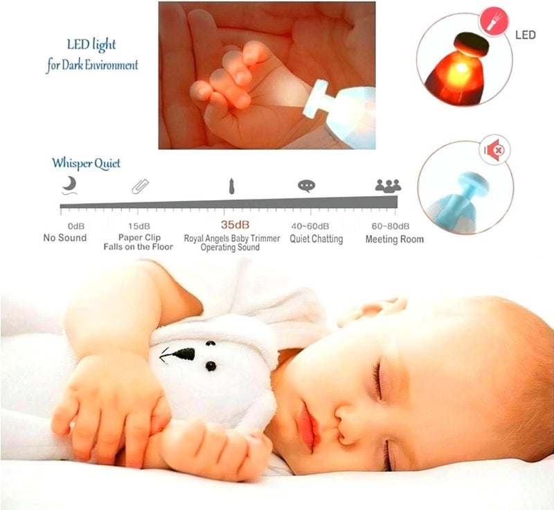 GLEVAR Electric Baby Nail File â€“ Infant Nail Care Kit with LED Light â€“ Safe Toenail & Fingernail Trimmer for Newborns & Toddlers â€“ Gentle, Quiet, Battery-Operated Grooming for Babies - Image 4