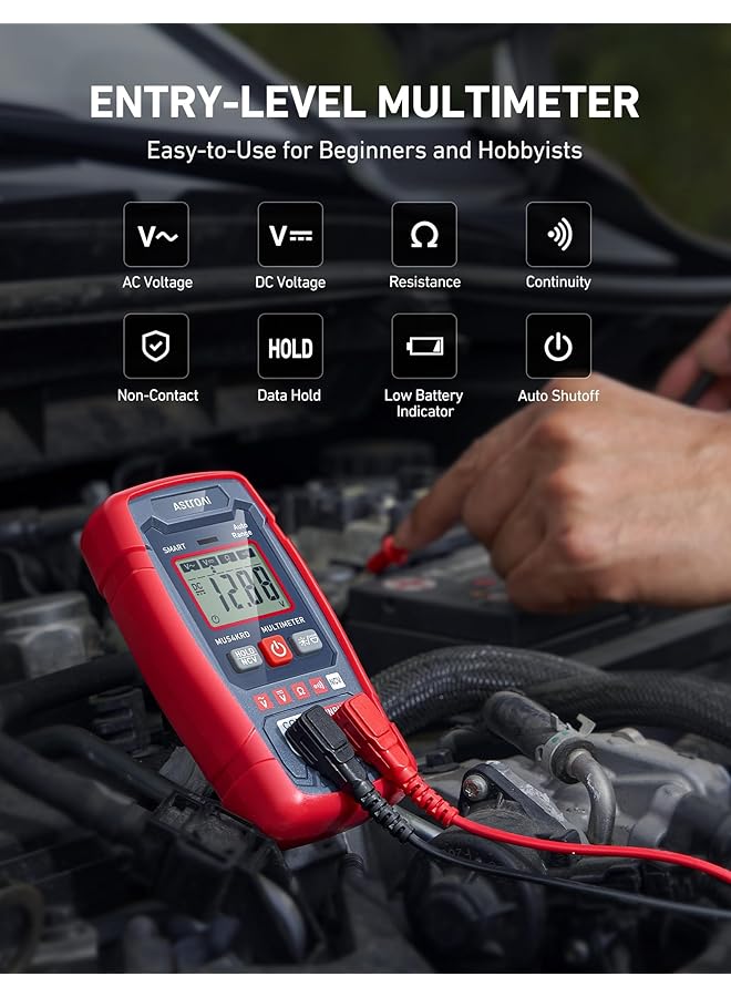 Astroai Multimeter Tester 2000 Counts, Smart Measuring Mode, Auto-Ranging Digital Volt Meter, Fast Accurately Measures Ac/Dc Voltage, Resistance, Continuity, Supports A Non-Contact Voltage Function - Image 2