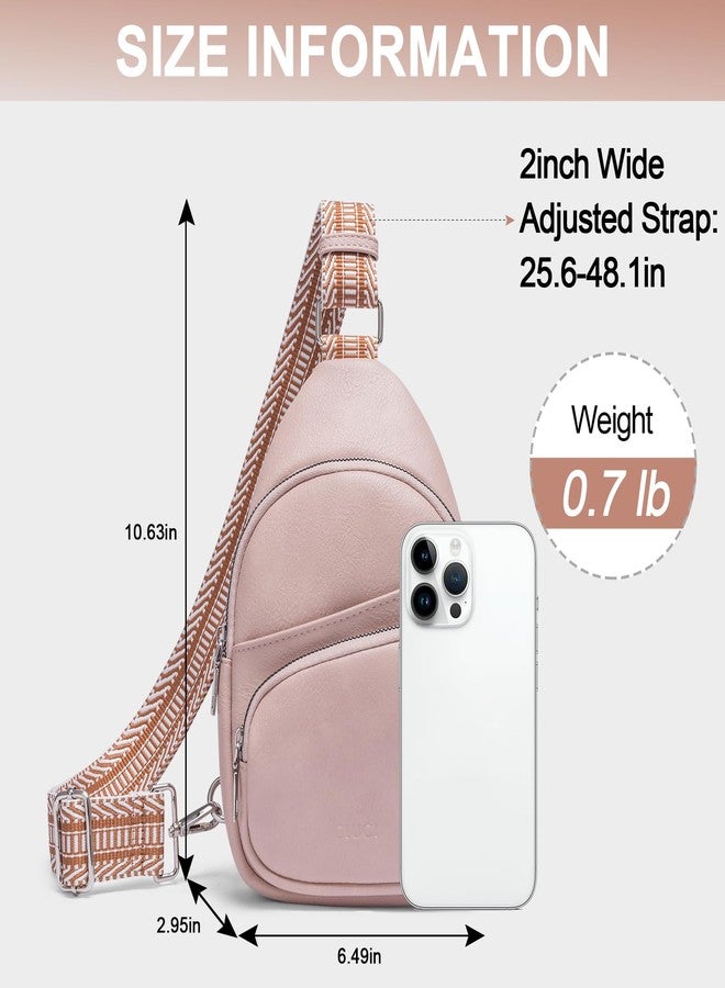 CLUCI Small Sling Bag for Women,Vegan Leather Fanny Pack Crossbody Bags for Women,Chest Bag With Guitar Strap, Pink, Small - Image 5