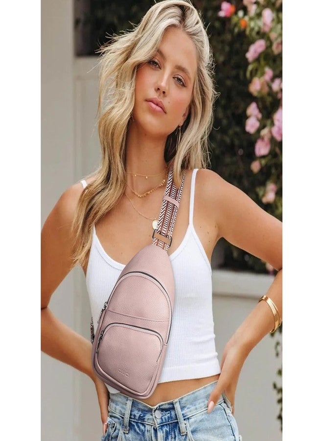 CLUCI Small Sling Bag for Women,Vegan Leather Fanny Pack Crossbody Bags for Women,Chest Bag With Guitar Strap, Pink, Small - Image 2