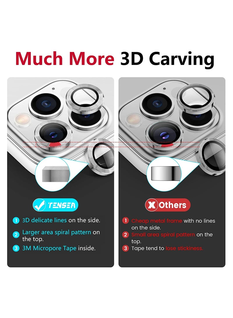 Rock Pow iPhone 13 Pro - iPhone 13 Pro Max Camera Lens Protector, 9H Tempered Glass Camera Cover Screen Protector Metal Individual Ring for iPhone 13Pro 6.1 inch iPhone 13 Promax 6.7 inch 2021 - Image 2