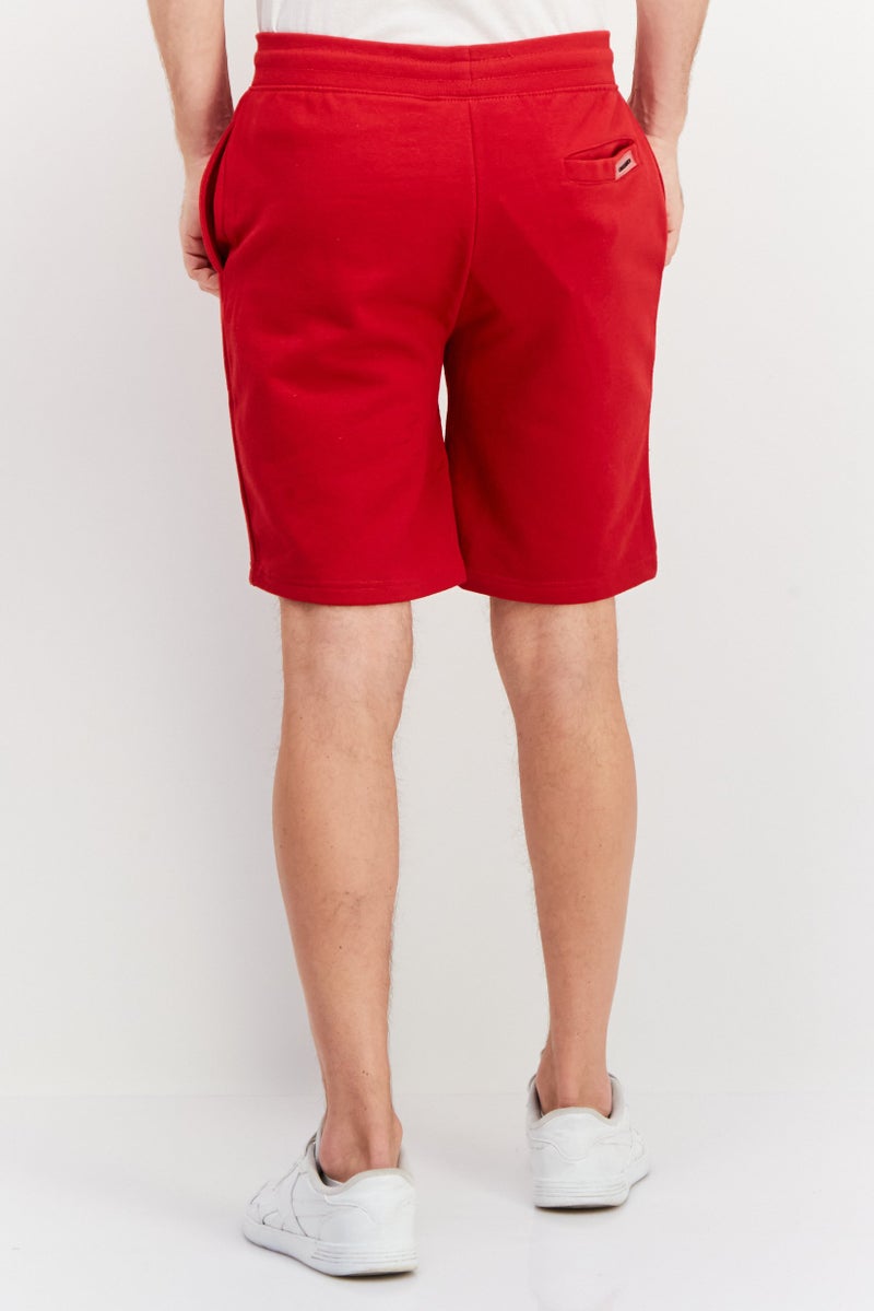CROSSHATCH Men Drawstring Brand Logo Basic Shorts, Red - Image 3