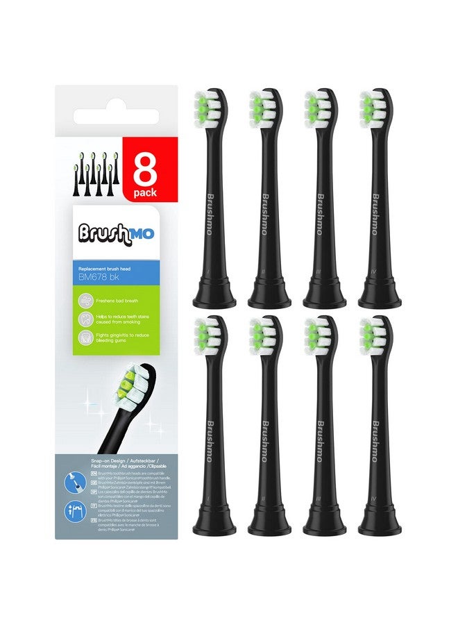 Brushmo رؤوس فرشاة أسنان بديلة مدمجة متوافقة مع فيليبس سونيكير HX6072 سوداء 8 عبوات - Image 1