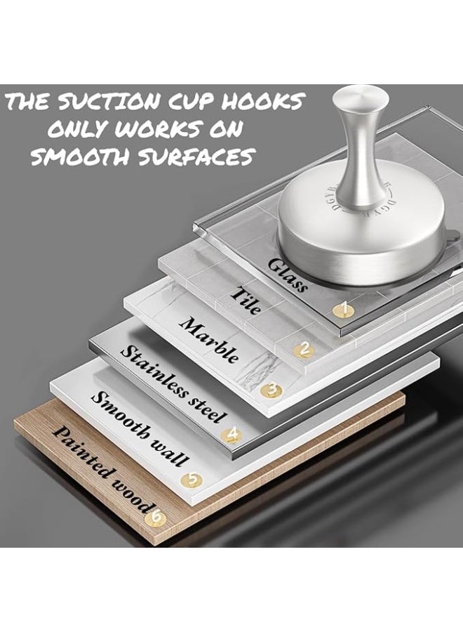 DGYB DGYB Suction Cup Hooks for Shower 2-Pcs Heavy-Duty 15LB Max Load, 304 Stainless Steel & PVC, No Drill Bathroom Wall Hooks for Towels, Robe, Loofah (Brush)  - Image 4