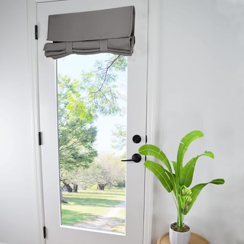 WdFour French Door Curtain, Window Blackout Curtain, Suitable for Front Doors, Side Doors, Door and Window Covers with Insulation and Thermal Insulation Functions. (25W x 70L Inch Dark Gray, 1 Panel) - Image 1