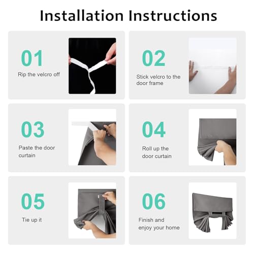 WdFour French Door Curtain, Window Blackout Curtain, Suitable for Front Doors, Side Doors, Door and Window Covers with Insulation and Thermal Insulation Functions. (25W x 70L Inch Dark Gray, 1 Panel) - Image 2