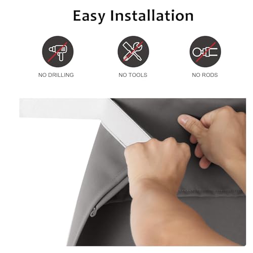 WdFour French Door Curtain, Window Blackout Curtain, Suitable for Front Doors, Side Doors, Door and Window Covers with Insulation and Thermal Insulation Functions. (25W x 70L Inch Dark Gray, 1 Panel) - Image 3