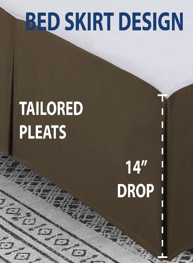 luxury Cathay Home Double Brushed Microfiber Pleated Easy Fit Bed Skirt, Ultra Soft, Fade and Wrinkle Resistant - Chocolate, Twin - Image 2