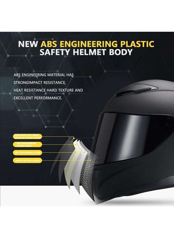 Full Face Helmet Black Motorcycle Helmet Motorcycle Motorbike Street Bike Racing Helmets for Adults WS-607 DOT Approved (with Black Visor, L) - Image 2