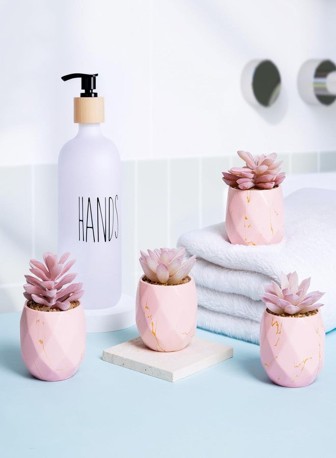 ZENIDA Artificial Succulent Plants in 4 Pink Ceramic Pots, Cute Fake Plants for Vanity Decor, Office, Desk, Bathroom, Kitchen, Bedroom, Shelves Decor for Women, Girls Gift - Image 4