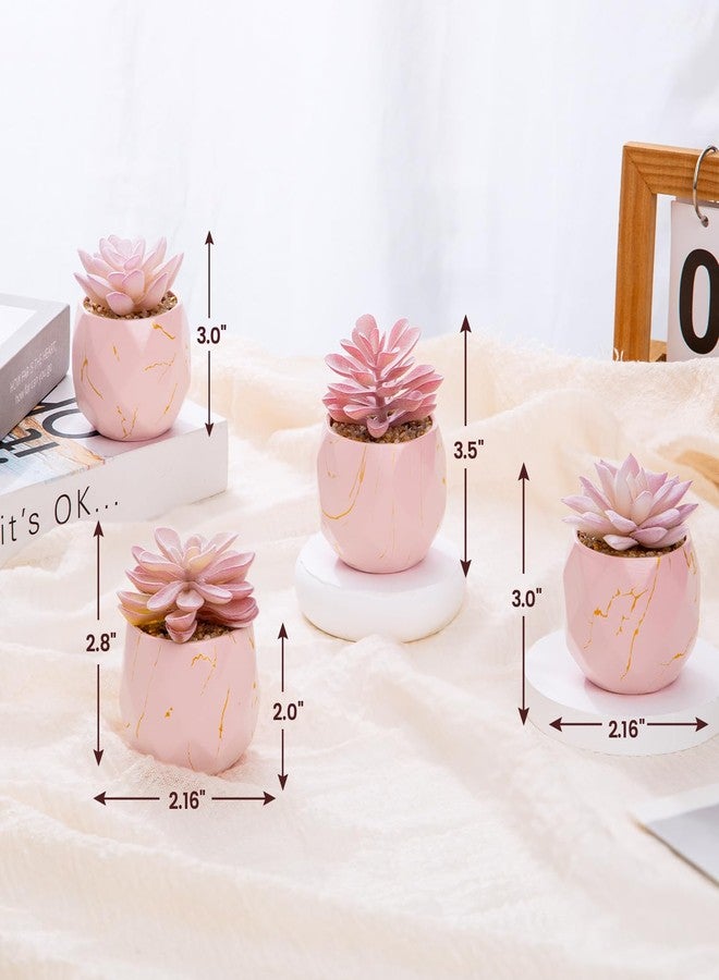 ZENIDA Artificial Succulent Plants in 4 Pink Ceramic Pots, Cute Fake Plants for Vanity Decor, Office, Desk, Bathroom, Kitchen, Bedroom, Shelves Decor for Women, Girls Gift - Image 5