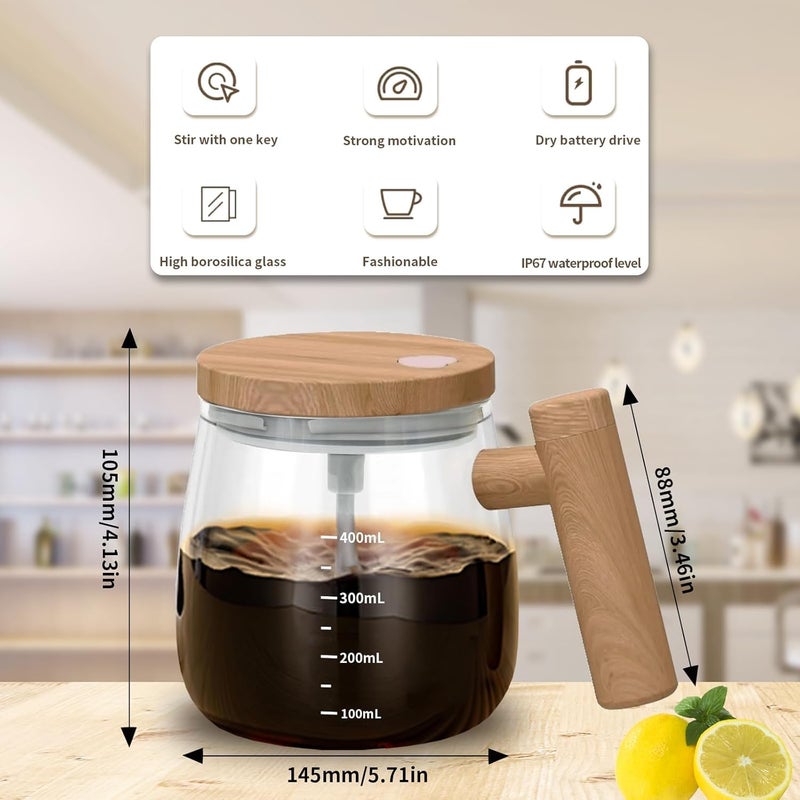 VDHU Electric Mixing Mug,Self Stirring Coffee Mug with Lid & Handle Home Office Stirring Cup,400ml Lightweight Self Mixing Cup High Speed Suitable for Coffee/Milk/Protein Powder - Image 2