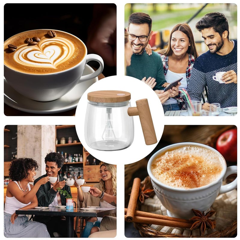 VDHU Electric Mixing Mug,Self Stirring Coffee Mug with Lid & Handle Home Office Stirring Cup,400ml Lightweight Self Mixing Cup High Speed Suitable for Coffee/Milk/Protein Powder - Image 4