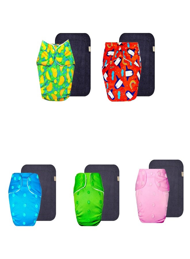 Dumbledo Premium Cloth Diaper with Gray Insert (Pack of 5) | Hypoallergenic | Reusable & Washable | Travel Friendly | Designed by Moms | 3 Months - 3 Years | Unisex Baby - Image 1