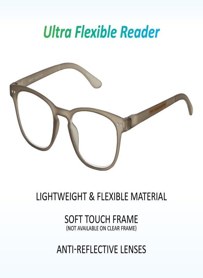 SAV نظارات قراءة SAV Flex 3 Flex للجنسين E5045 - خفيفة الوزن للغاية، مصنوعة من مادة فائقة المرونة، عدسات مقاومة للخدش ومطلية بطبقة مضادة للانعكاس للرجال والنساء، شفافة، +2.00 - Image 2