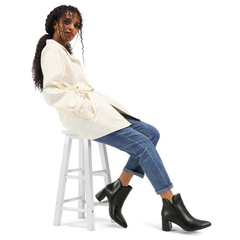 mysoft Women's Ankle Boots Chunky Block Low Heel Comfortable Pointed Toe Side V Cutout Dressy Office Booties with Zipper - Image 3