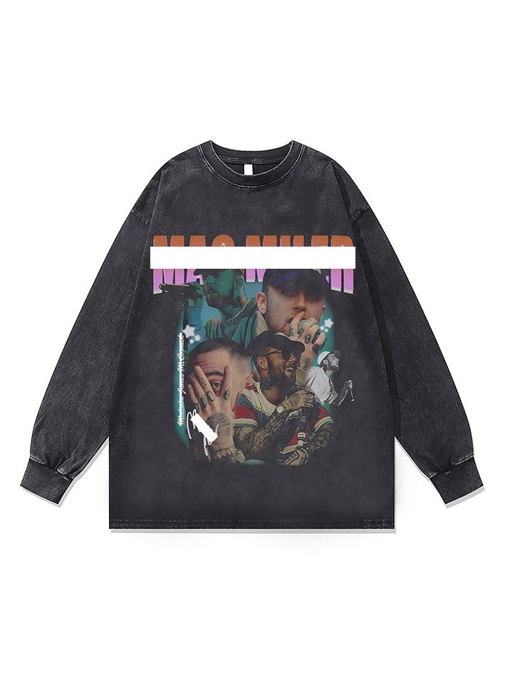 KUYING Washed Old Retro Loose Pattern Design Sportswear