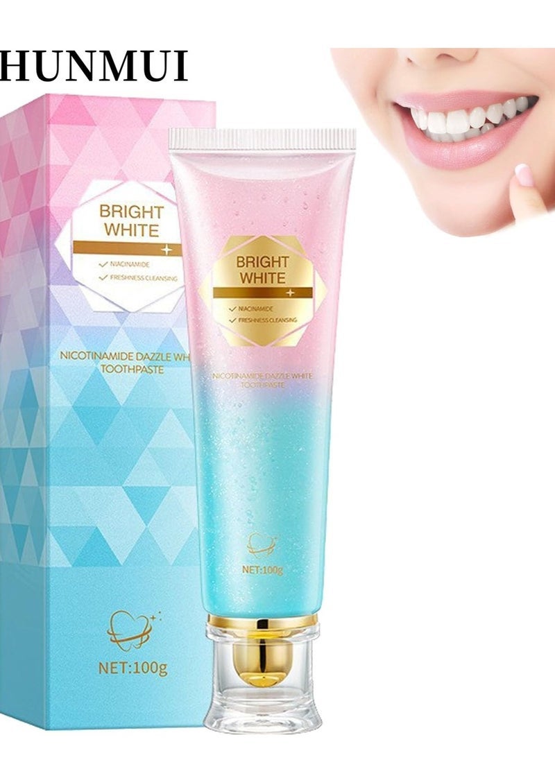 HUNMUI Easilyous Bright White Toothpaste, Whitening Toothpaste with Niacinamide, Thoroughly Removes Stains, Repairs and Protects Teeth, Protects Enamel and Relieves Sensitivity 100g - Image 1