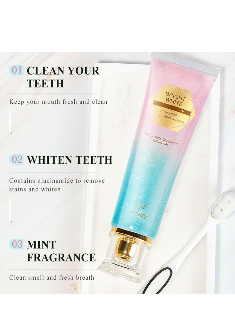 HUNMUI Easilyous Bright White Toothpaste, Whitening Toothpaste with Niacinamide, Thoroughly Removes Stains, Repairs and Protects Teeth, Protects Enamel and Relieves Sensitivity 100g - Image 4