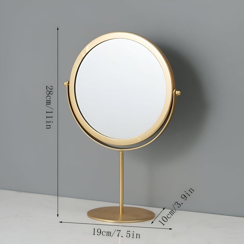 Beauty Mirror - Metal Double-Sided Vanity Mirror with 360° Rotation, Gold Tone, Stable Stand, Compact Size for Makeup Enthusiasts, Elegant Tabletop Accessory - Image 4