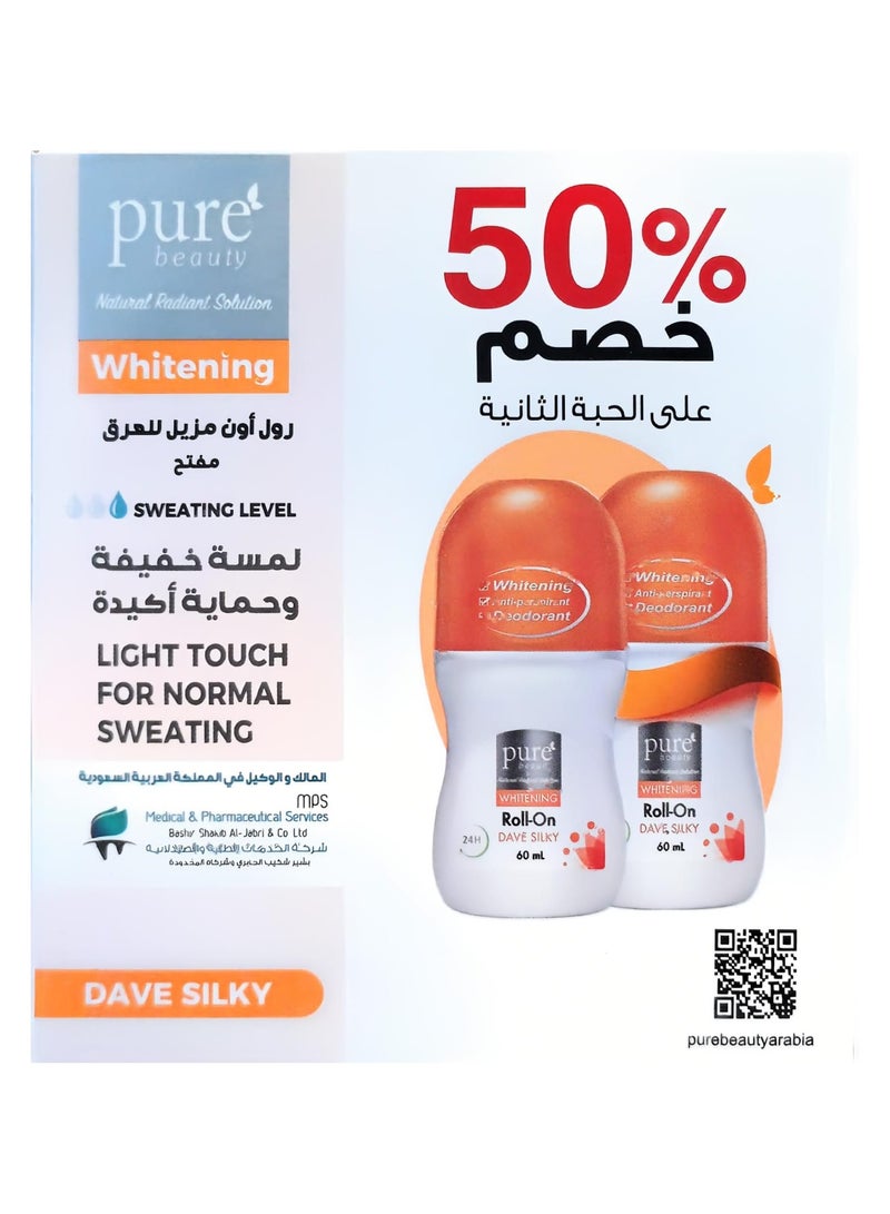 Pure Beauty Pure Beauty Roll-On Deodorant 60ml Whitening Antiperspirant Silk Touch (50% off the second one)
