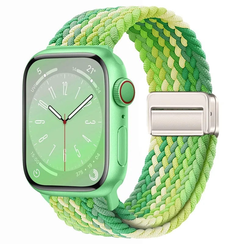 Bluejw New Magnetic Nylon Braided Loop Strap for Apple Watch Series 9 8 – Replace the Watch Strap with Elastic Bracelet & 49mm Metal Buckle Band for Women - Image 1