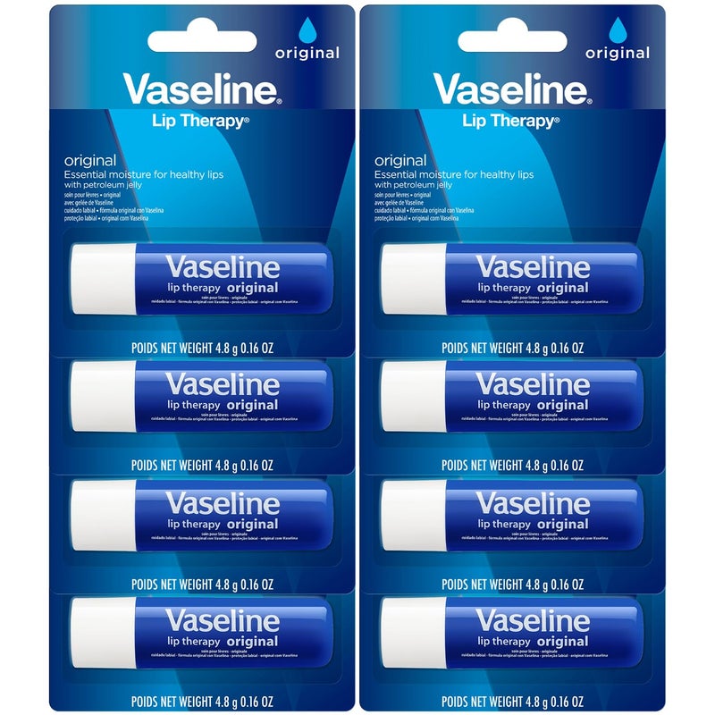 Vaseline Lip Therapy Original 8Pack  Moisturizing Lip Balm for Very Dry Lips 016 Oz Ea