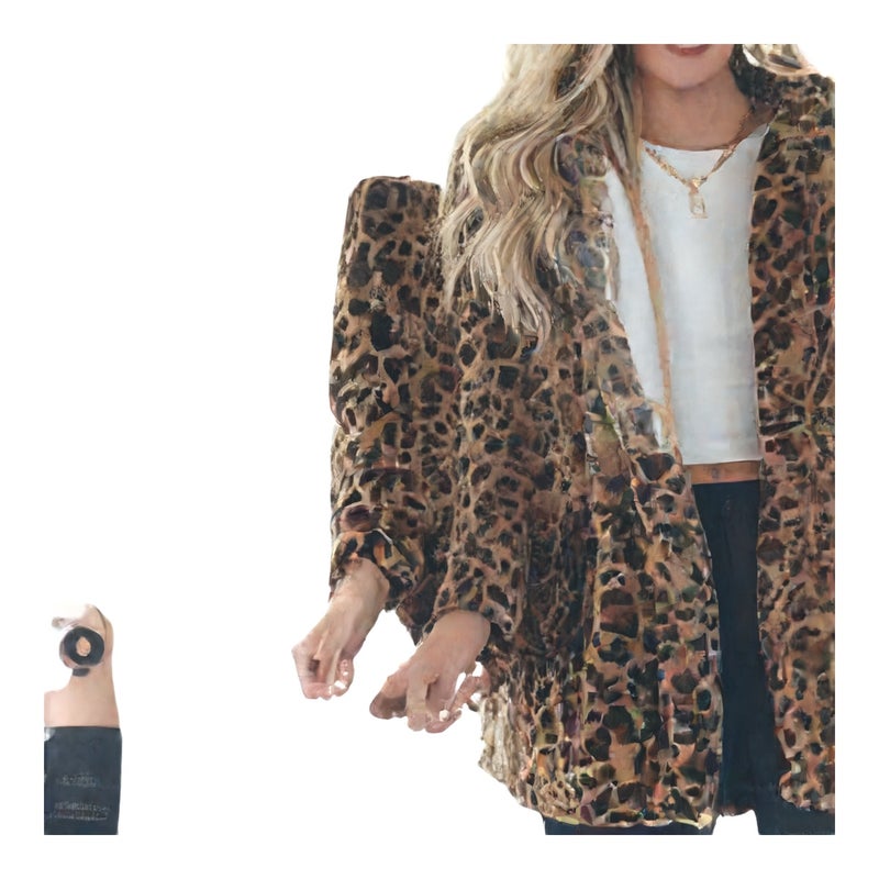 Faux Fur Jacket with Pockets Loose Fit Casual Coat - Image 1