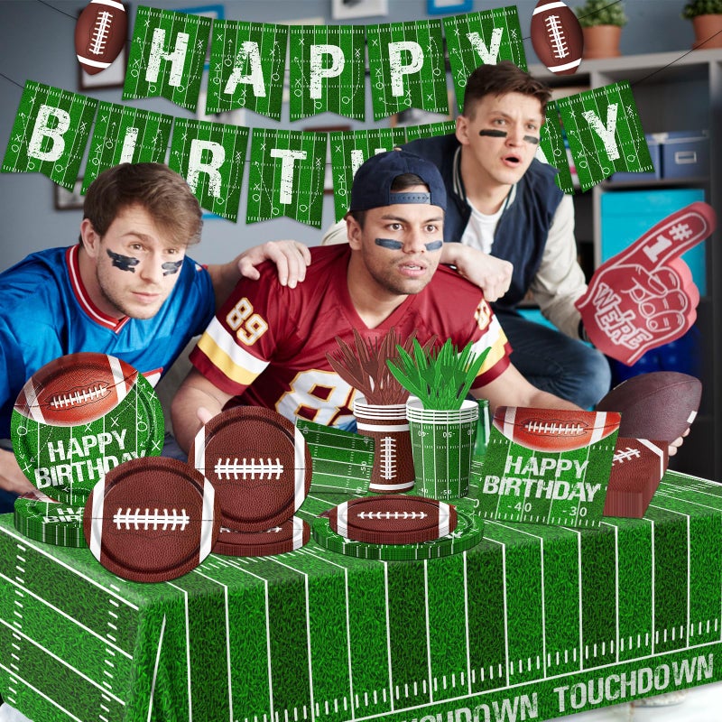 Dydamud Football Birthday Party Decorations Football Plates Napkins Tablecloth Banner Football Party Supplies Tableware Set for Football Game Day Tailgate Party Decorations, Serve 25 - Image 2