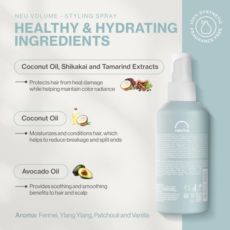 NEUMA Neu Volume Styling Hair Spray 6.7 Fl. Oz. Heat Protectant Volumizing Spray with Fennel, Ylang Ylang, Patchouli, and Vanilla Scent, Hair Volumizer for Fine Hair - Image 2