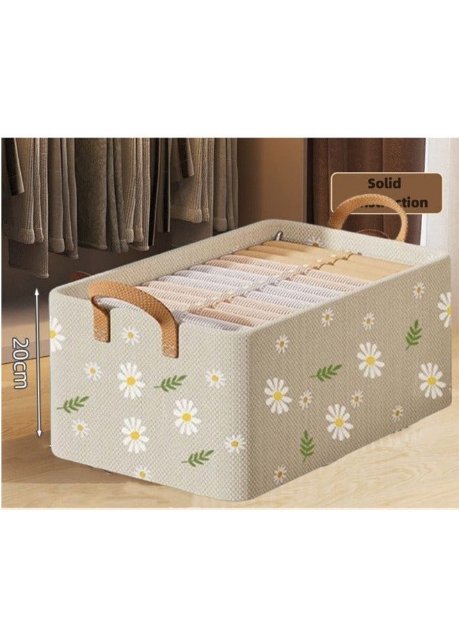 Bukela 2 Pcs Storage Box Clothes Organisers,Foldable Storage Box with Handle for Organizing Toys, Clothes, Office, 47x28x20cm, Beige - Image 5
