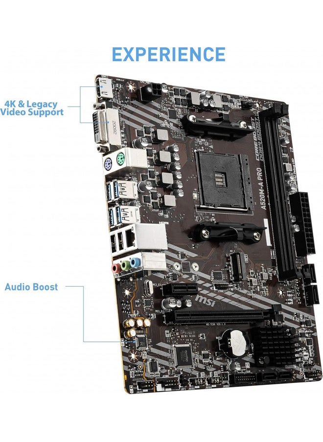 Inland - Micro Center AMD Ryzen 5 5500 Unlocked Desktop Processor Bundle with MSI A520M-A PRO Gaming Motherboard (AMD AM4, DDR4, PCIe 4.0, Micro-ATX) - Image 1