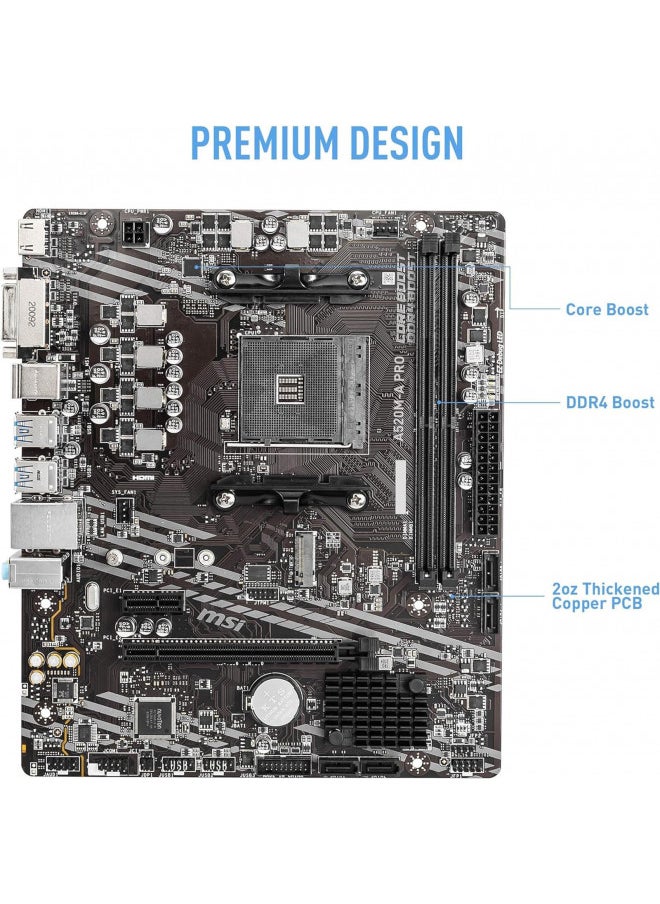 Inland - Micro Center AMD Ryzen 5 5500 Unlocked Desktop Processor Bundle with MSI A520M-A PRO Gaming Motherboard (AMD AM4, DDR4, PCIe 4.0, Micro-ATX) - Image 1