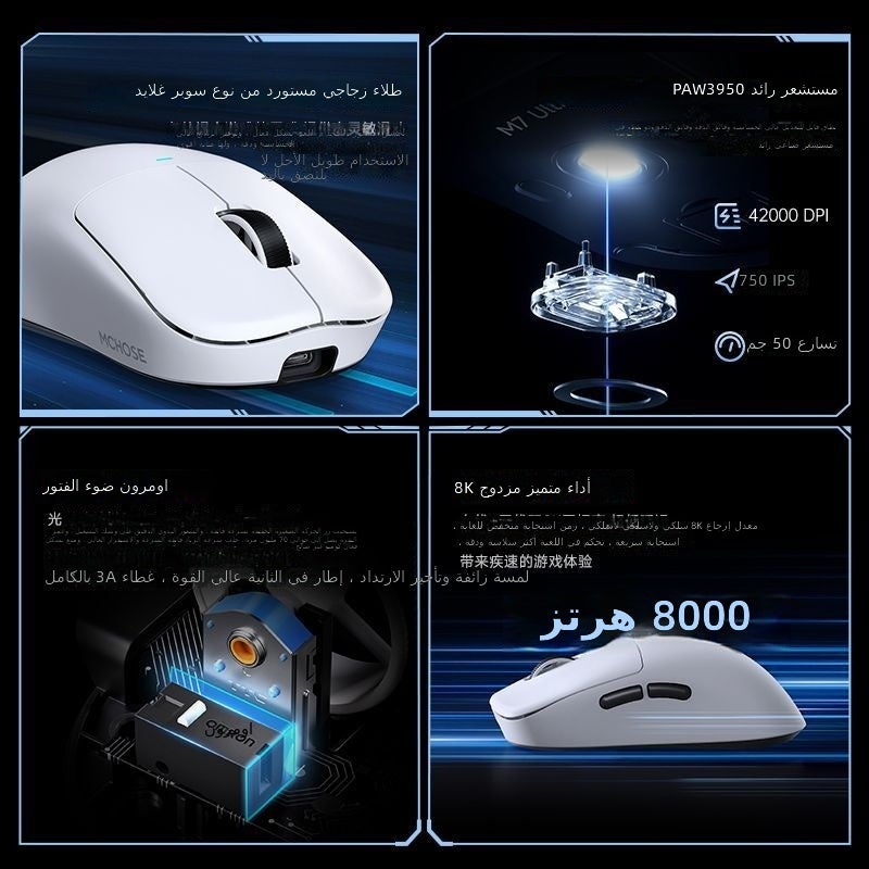 MCHOSE M7 Pro Gaming Mouse - Lightweight, Bluetooth & Wireless, 35000 DPI (White) - Image 5