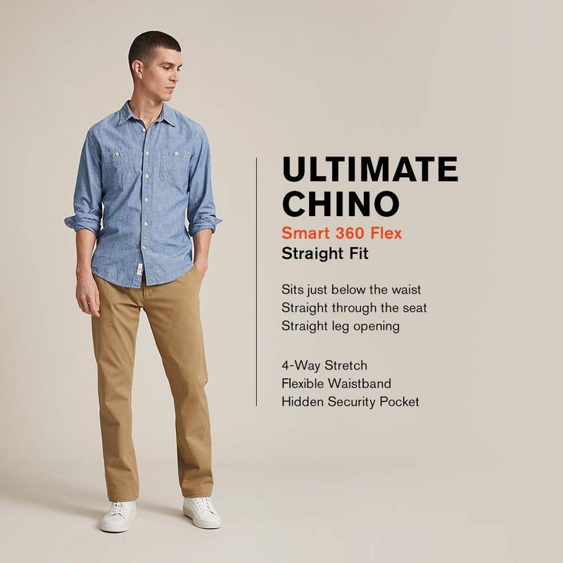 DOCKERS دوكرز® بنطلون تشينو مستقيم للرجال مع مرونة ذكية 360 (عادي وكبير وطويل)، جلد، 31W x 30L - Image 1