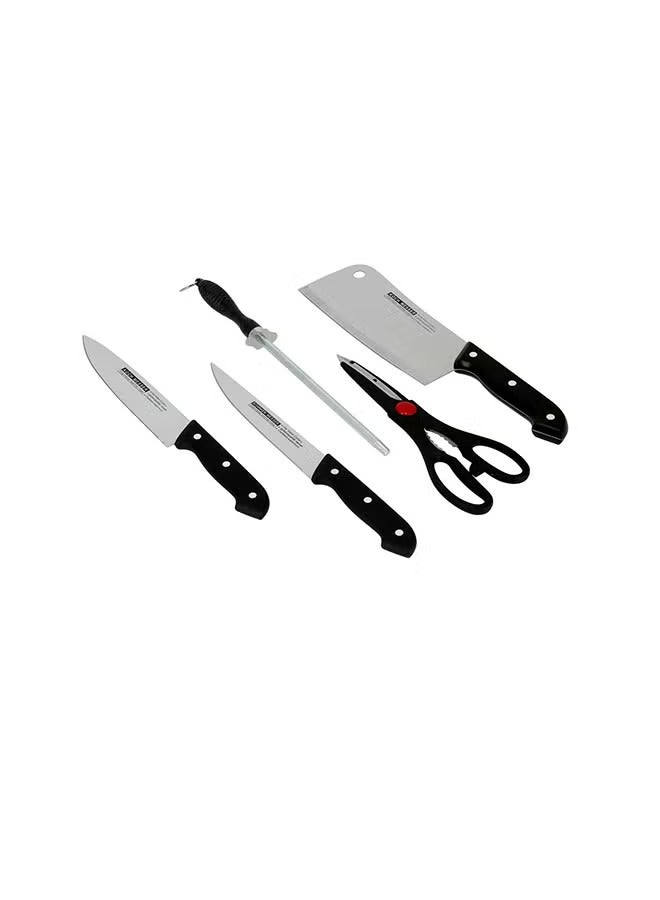DELCASA 5-Piece Knife Set With Wooden Cutting Board Multicolour 3.6x22.3cm  - Image 2