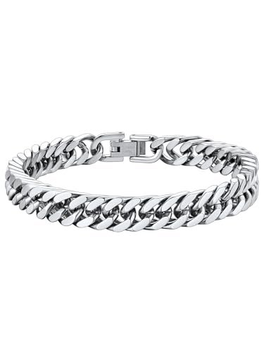 ChainsHouse Stainless Steel Curb Chain Bracelet for Men 8mm 19cm Rapper Cuban Wrist Chain Bracelet - Image 1