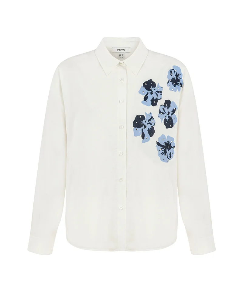 ابيكول Printed Rhinestone Blouse