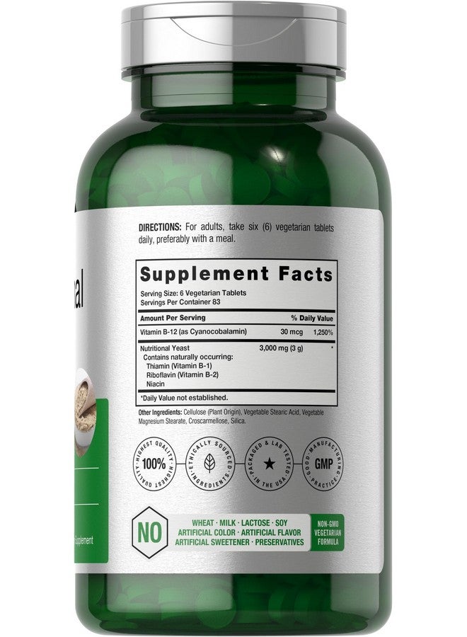 Horbäach Horbaach Nutritional Yeast Tablets 3000mg | 500 Count | with B12, B1, B2, and Niacin | Non-GMO & Gluten Free Supplement - Image 2