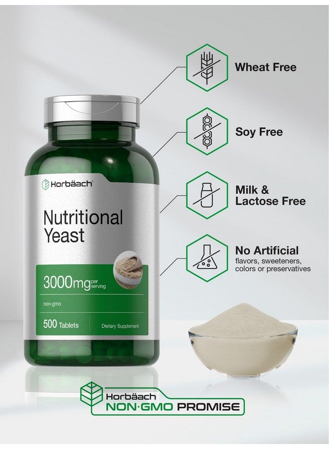 Horbäach Horbaach Nutritional Yeast Tablets 3000mg | 500 Count | with B12, B1, B2, and Niacin | Non-GMO & Gluten Free Supplement - Image 4