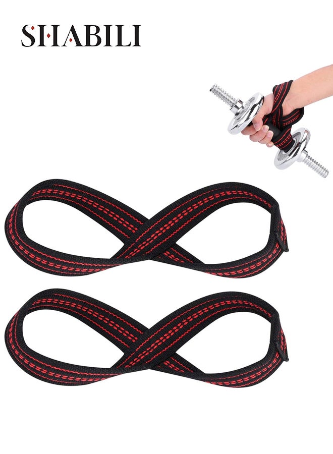 SHABILI 2PCS Weight Lifting Straps Wristbands Wrist Support Wrist Protection Straps Nylon Figure‑8 Design Secure Durable Grip Assistance, for Gym Training Deadlift Pull‑Ups Powerlifting Barbell Row Workout - Image 1