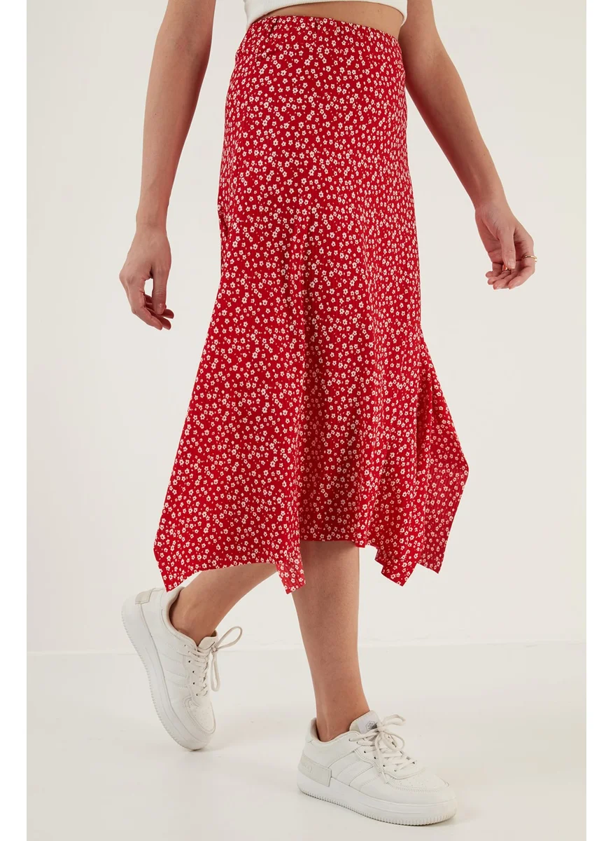 Lela Patterned Flounce Midi Length Slit Skirt Women's Skirt 5864073