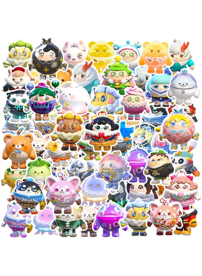 NIBEMINENT 60 Pcs Cartoon Eggy Party Deco Kit Waterproof Stickers, High Definition Printing Bright Colors, Suitable for Laptop Skateboard Luggage Water Bottle Guitar DIY - Image 1