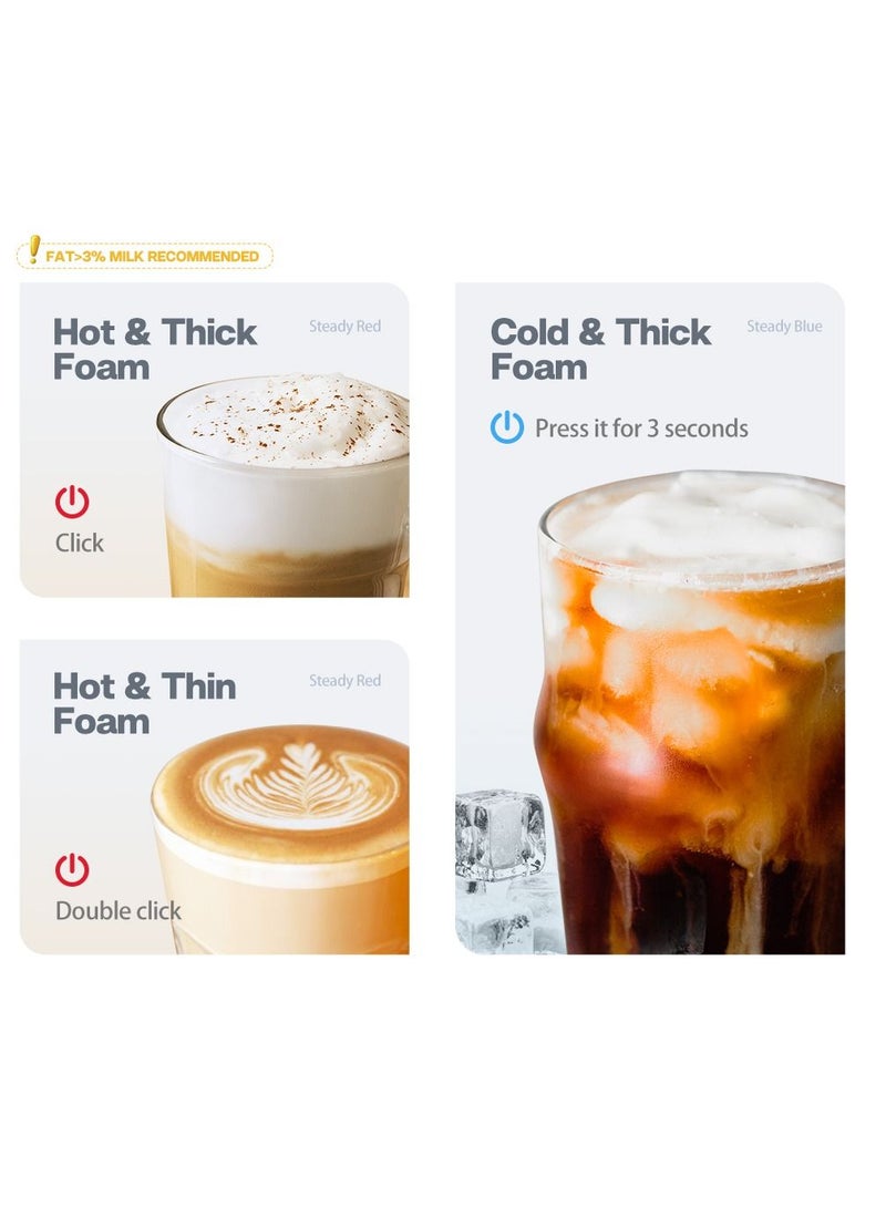 HiBREW Handheld Automatic Hot and Cold Multifunctional for Latte Cappuccino Foam Coffee Electric Milk Frother M1A-WH - Image 5