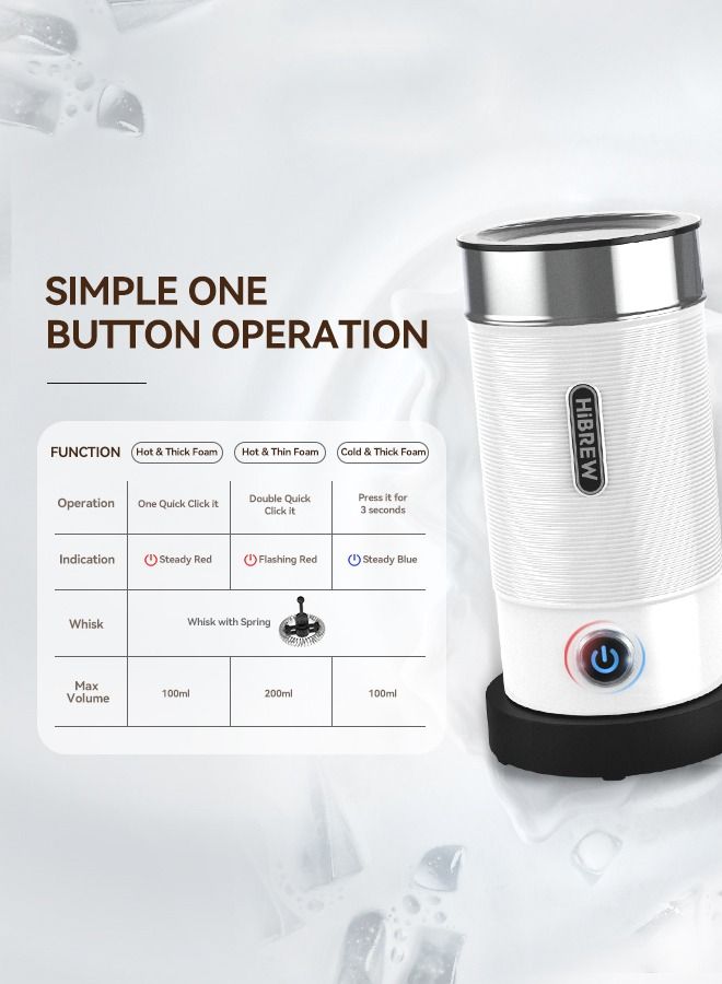 HiBREW Handheld Automatic Hot and Cold Multifunctional for Latte Cappuccino Foam Coffee Electric Milk Frother M1A-WH - Image 2