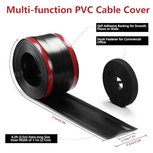 Serplex® 8.2Ft Floor Cord Cover, PVC Cord Covers for Wires on Floor, Cable Protector, Hide Extension Cords, Prevent Cable Trips, Heavy Duty Cord Hider for Wire Management, Wire Covers for Cords - Image 2