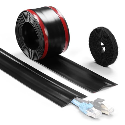 Serplex® 8.2Ft Floor Cord Cover, PVC Cord Covers for Wires on Floor, Cable Protector, Hide Extension Cords, Prevent Cable Trips, Heavy Duty Cord Hider for Wire Management, Wire Covers for Cords - Image 1