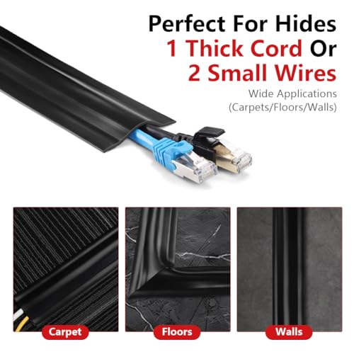 Serplex® 8.2Ft Floor Cord Cover, PVC Cord Covers for Wires on Floor, Cable Protector, Hide Extension Cords, Prevent Cable Trips, Heavy Duty Cord Hider for Wire Management, Wire Covers for Cords - Image 3