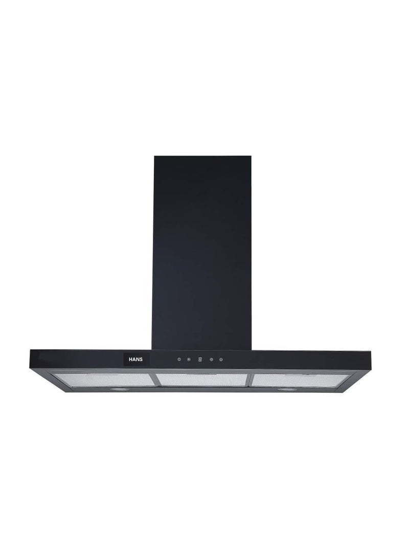 Hans T-shaped Wall Mount Cooker Hood 90 Cm 1000 m3/Hr 3 Aluminum Filters 2 Carbon Filters ST 90-1000 Black - Image 1